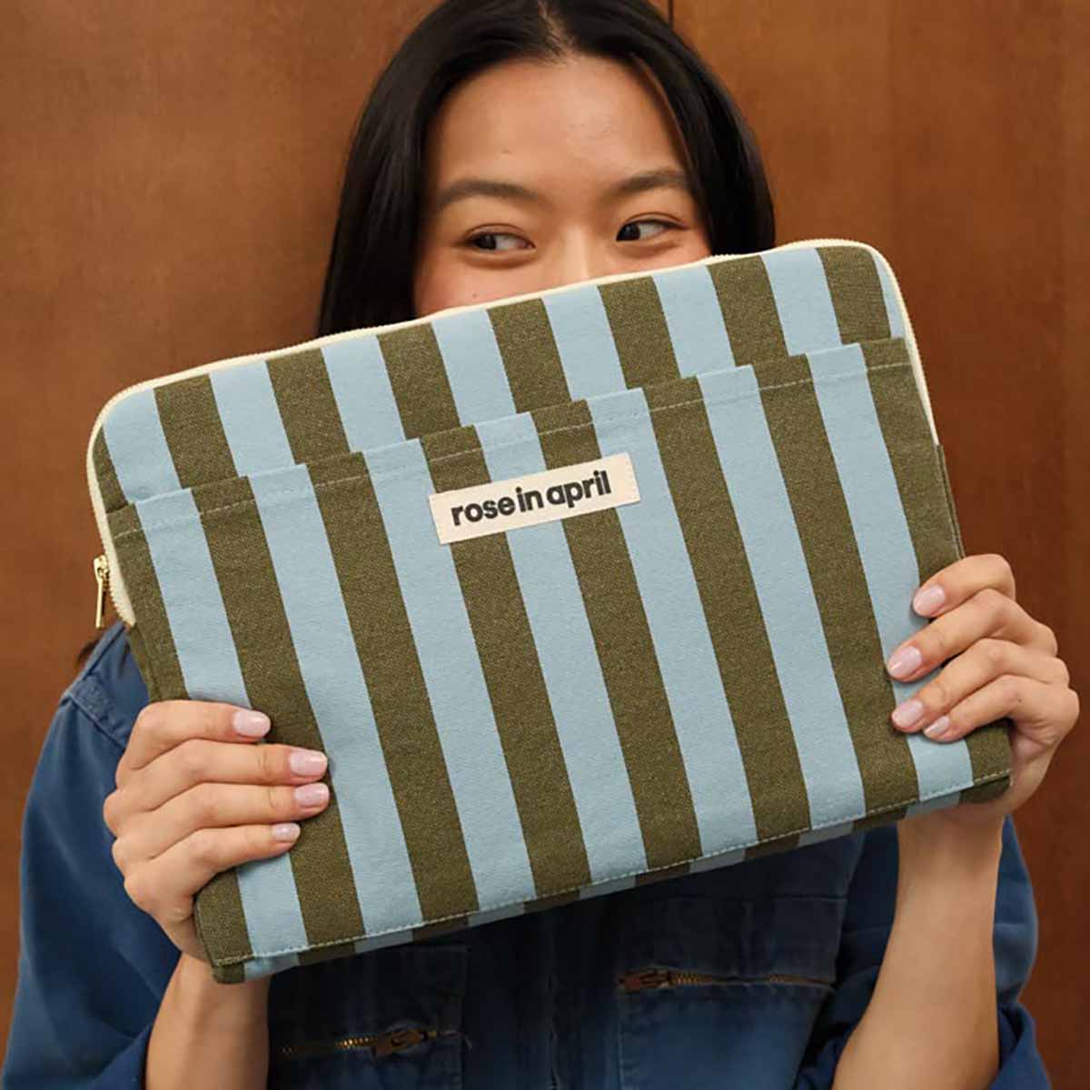 LAPTOP SLEEVE 13/14' OCTAVE STRIPES OLIVE/ BLUE
