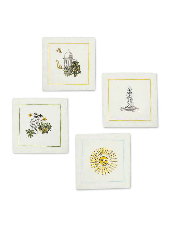 Wild Indian Garden Cocktail Napkins Mixed Set of 4