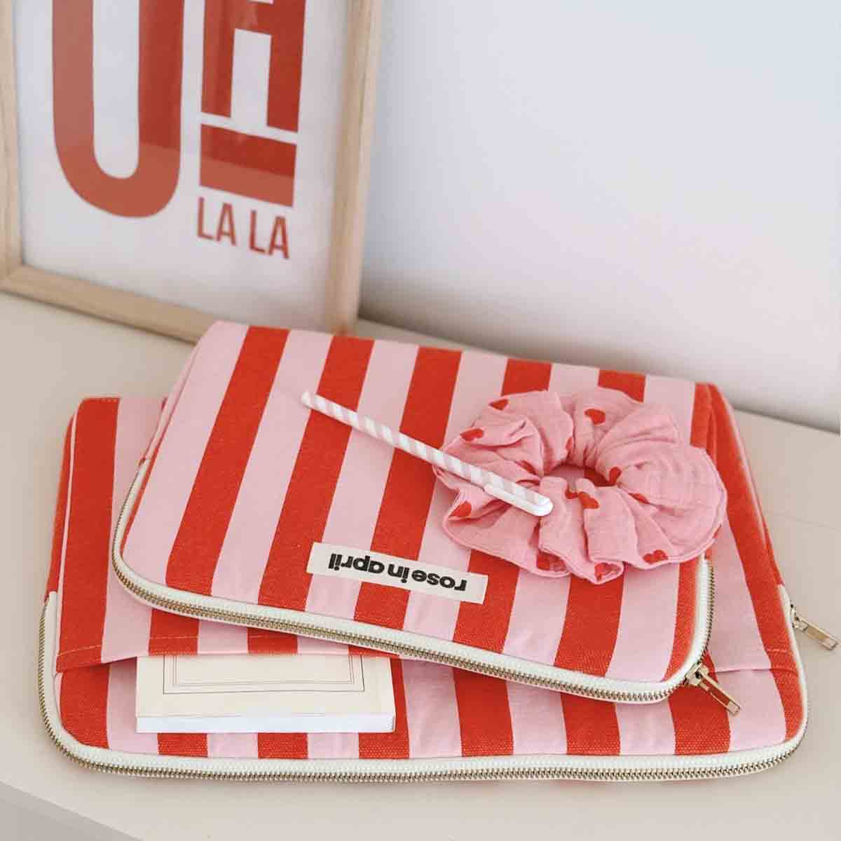 Laptop sleeve 13/14' Octave Stripes Tomato / Candy pink