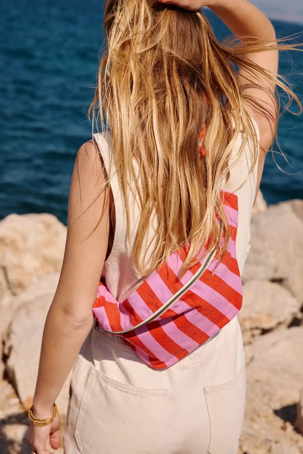 Bum Bag – Orchid & Red Stripes - Shiva Designs