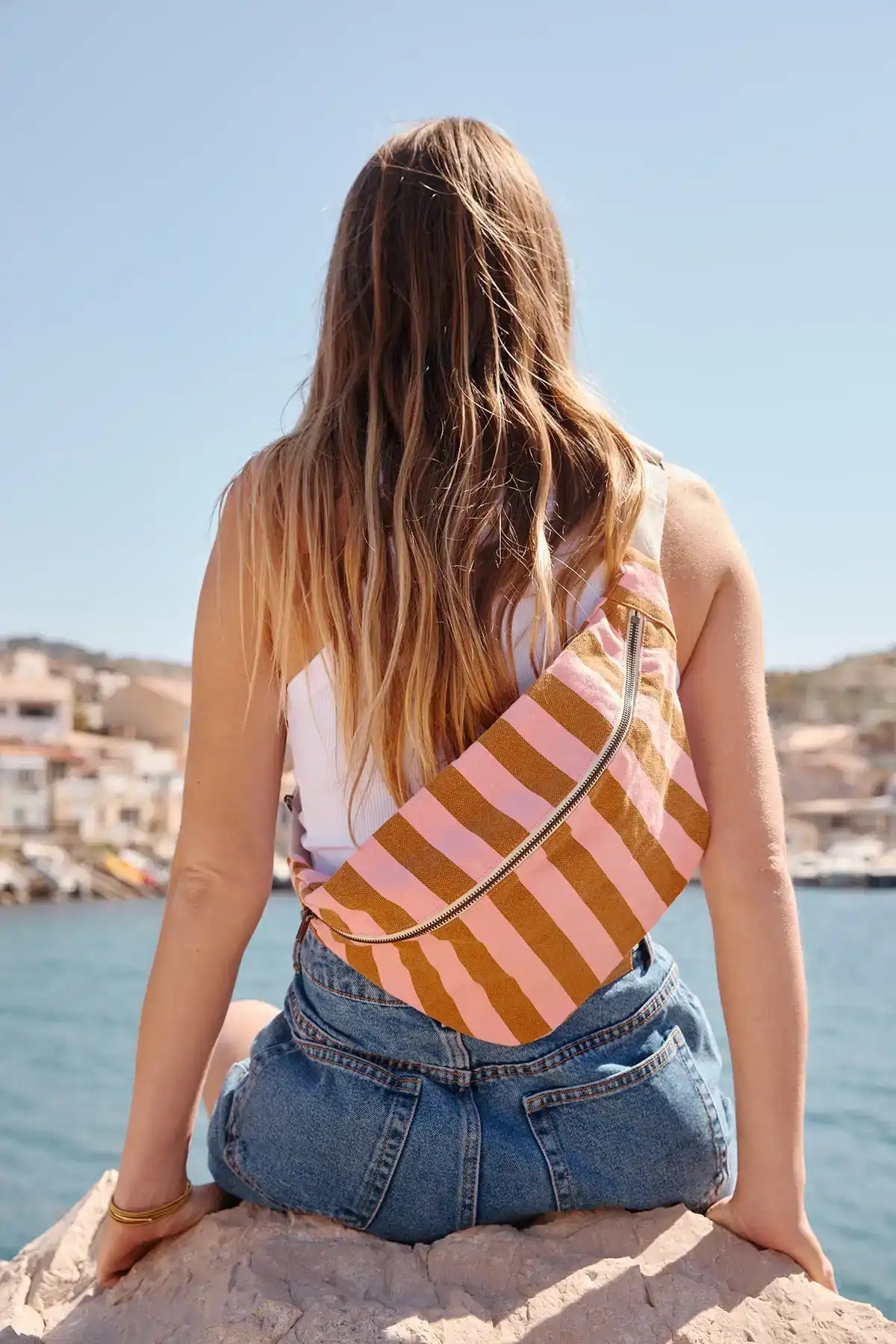 Bum Bag – Caramel & Strawberry Stripes - Shiva Designs