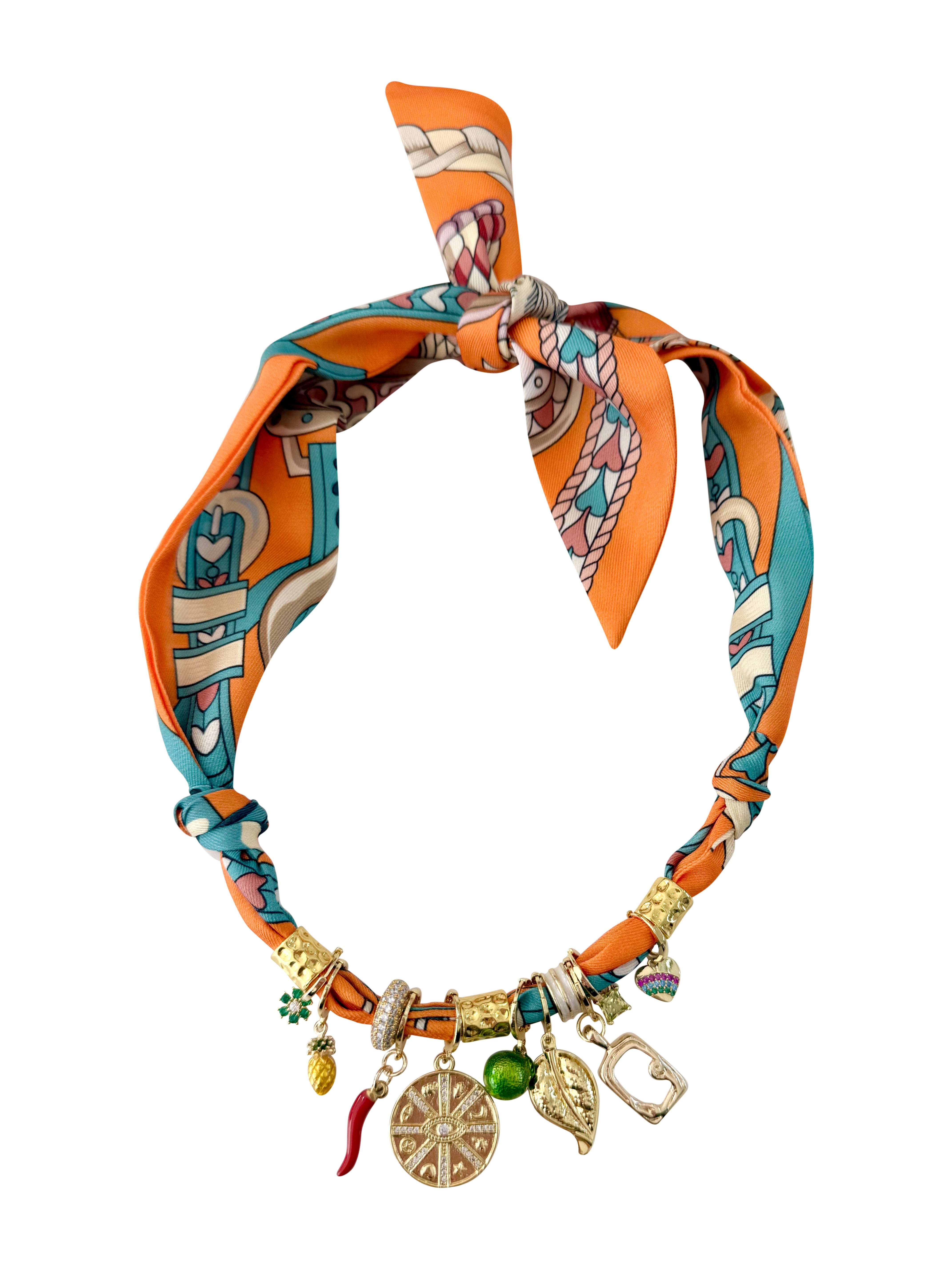 Camron Multi Charm Scarf Necklace - Shiva Designs