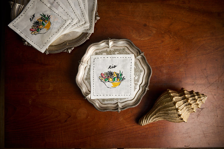 Wanderlust Cocktail Napkins Mixed Set of 4 - Shiva Designs