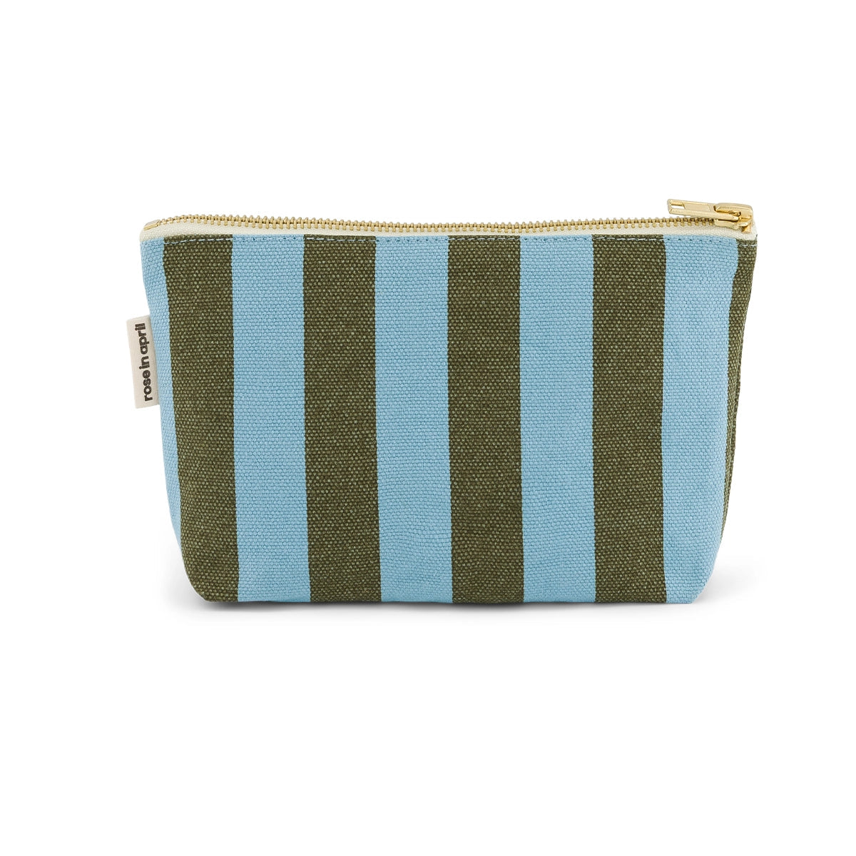 Sophia Pouch – Olive & Blue Stripes - Shiva Designs