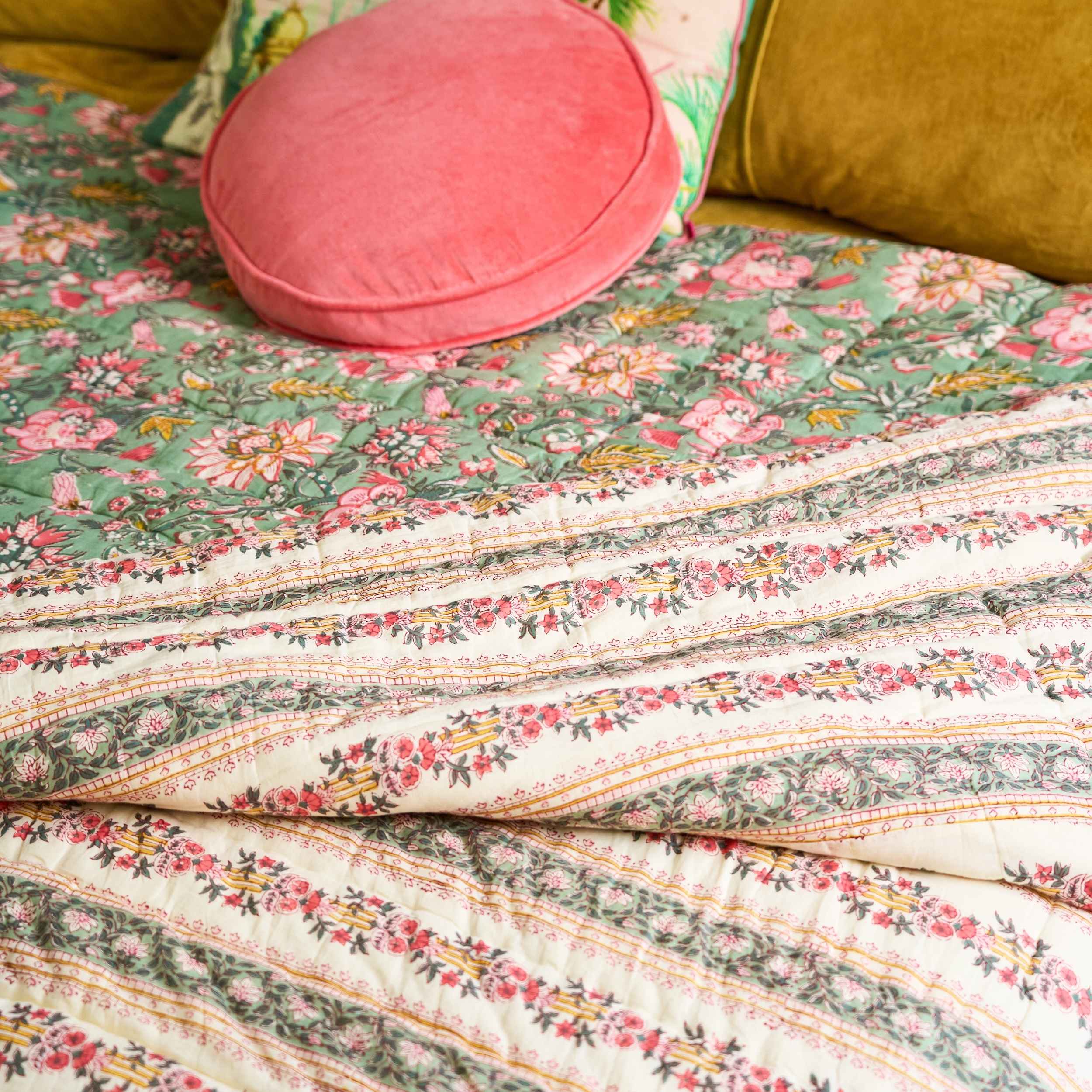 Rose & Mint Reverie Quilt - Jardin Rosé - Shiva Designs