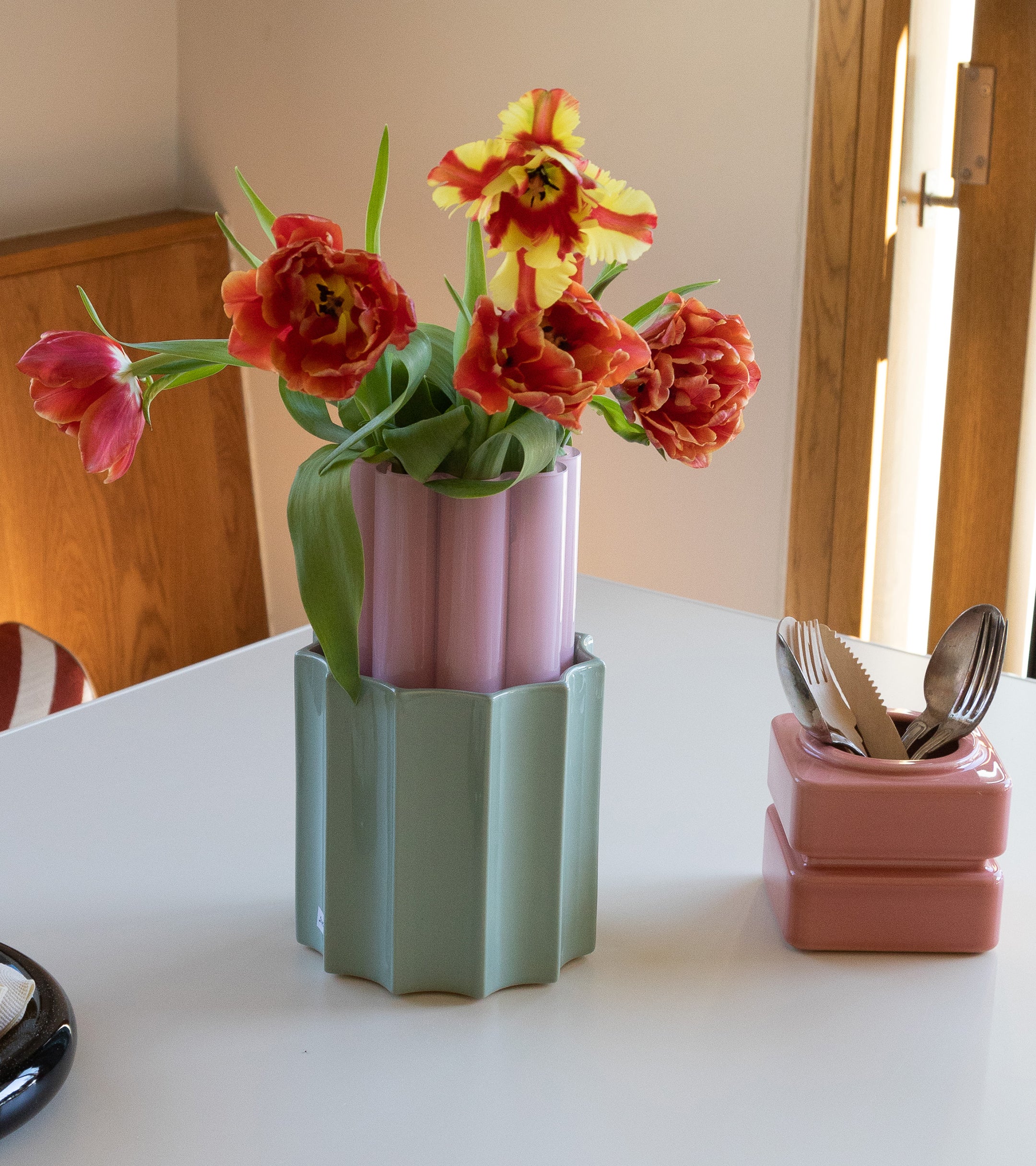 Duetto Ceramic & Glass Vase Duo