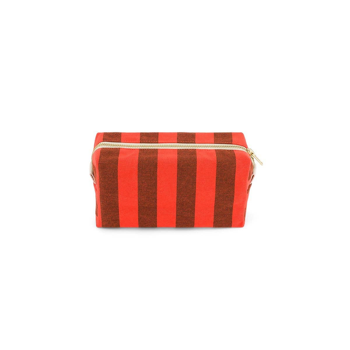 DESI TOILETRY BAG STRIPES BROWN / TOMATO