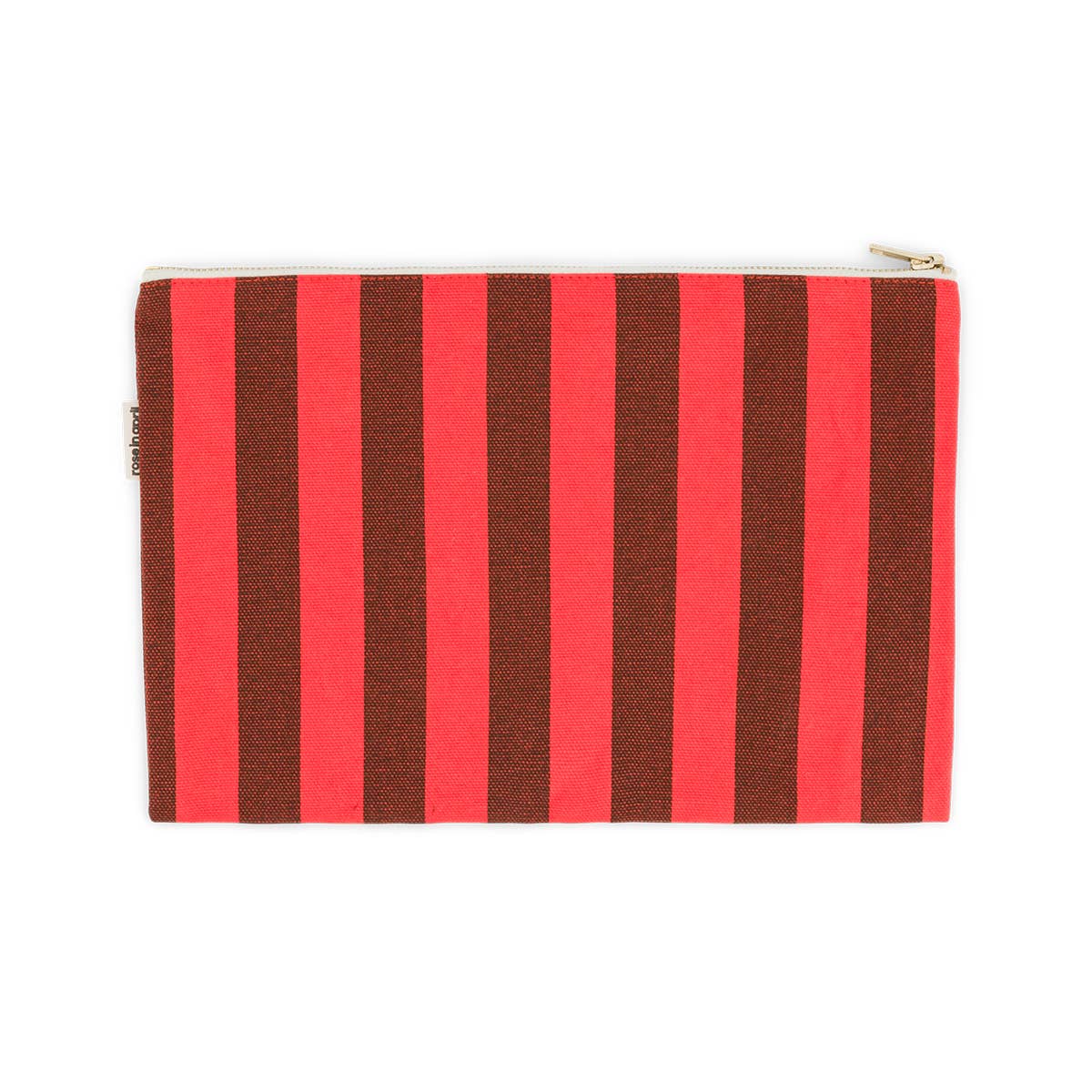 LILI FLAT POUCH STRIPES BROWN / TOMATO