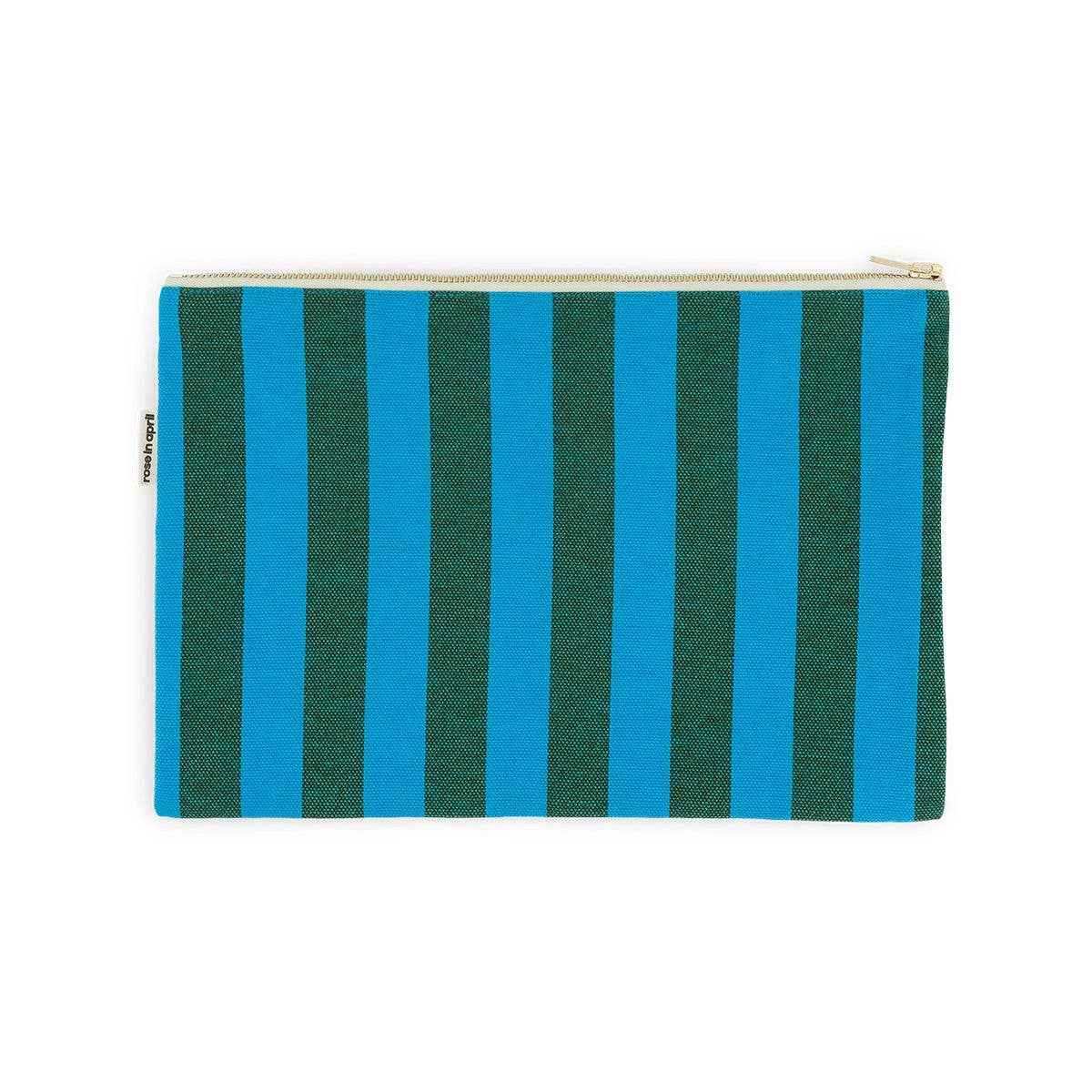 LILI FLAT POUCH STRIPES TURQUOISE / OLIVE