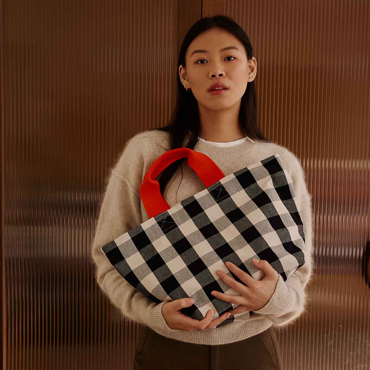 BAG TINA BIG VICHY GREIGE