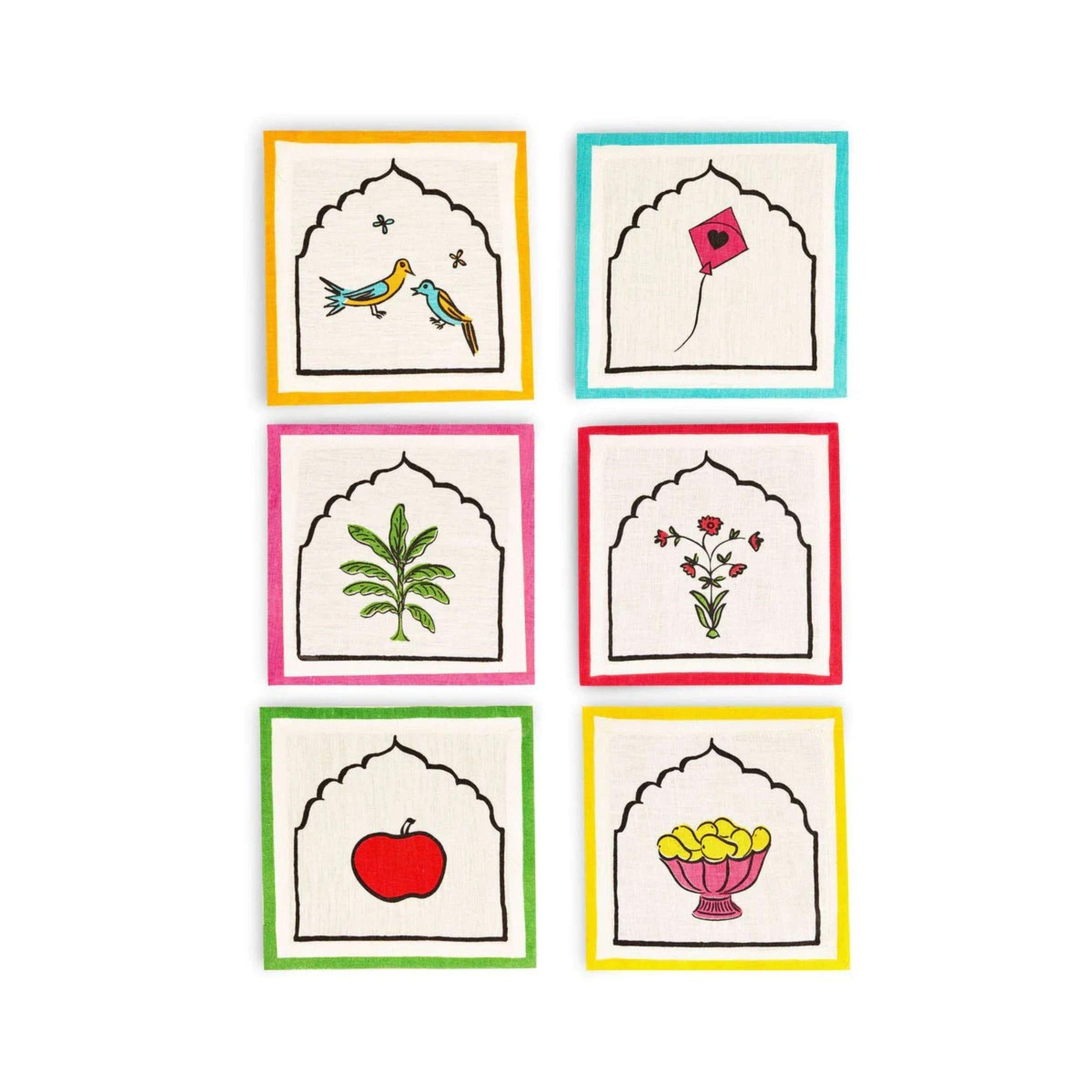 Dreamiest Vignettes Cocktail Napkins Mixed Set of 4 - Shiva Designs