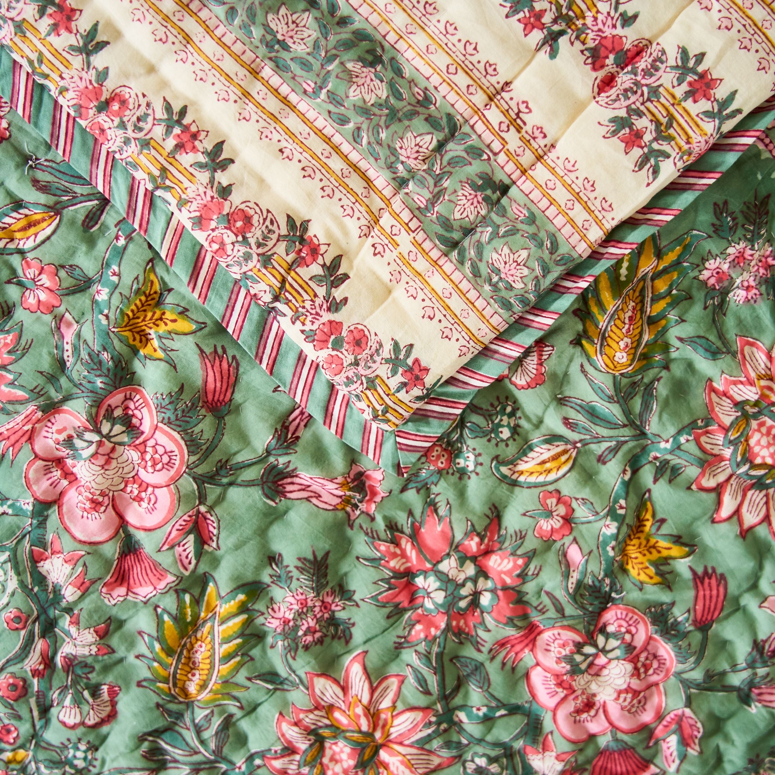Rose & Mint Reverie Quilt - Jardin Rosé - Shiva Designs