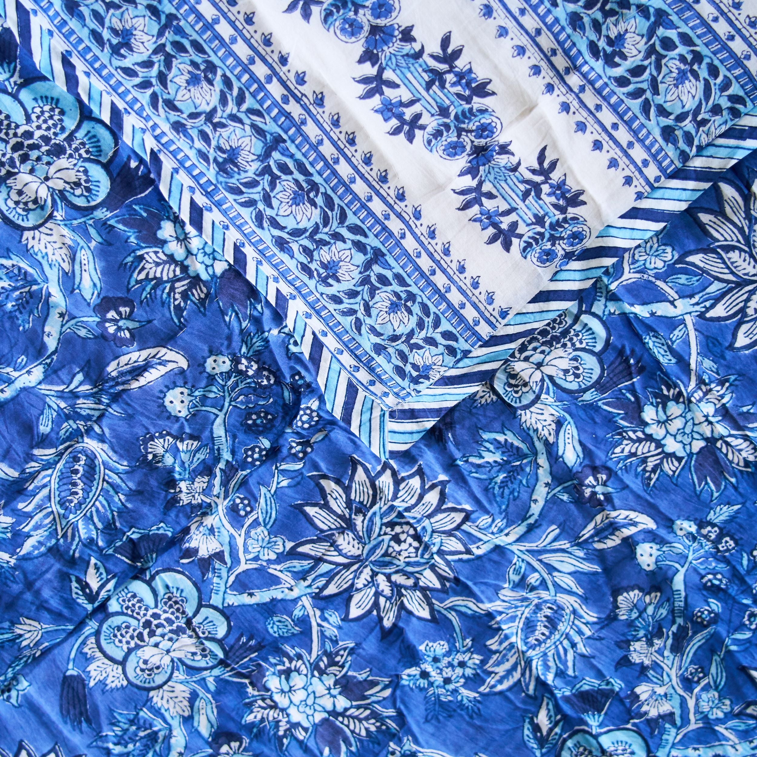 Indigo Bloom Garden Quilt - Jardin Bleu Indigo - Shiva Designs