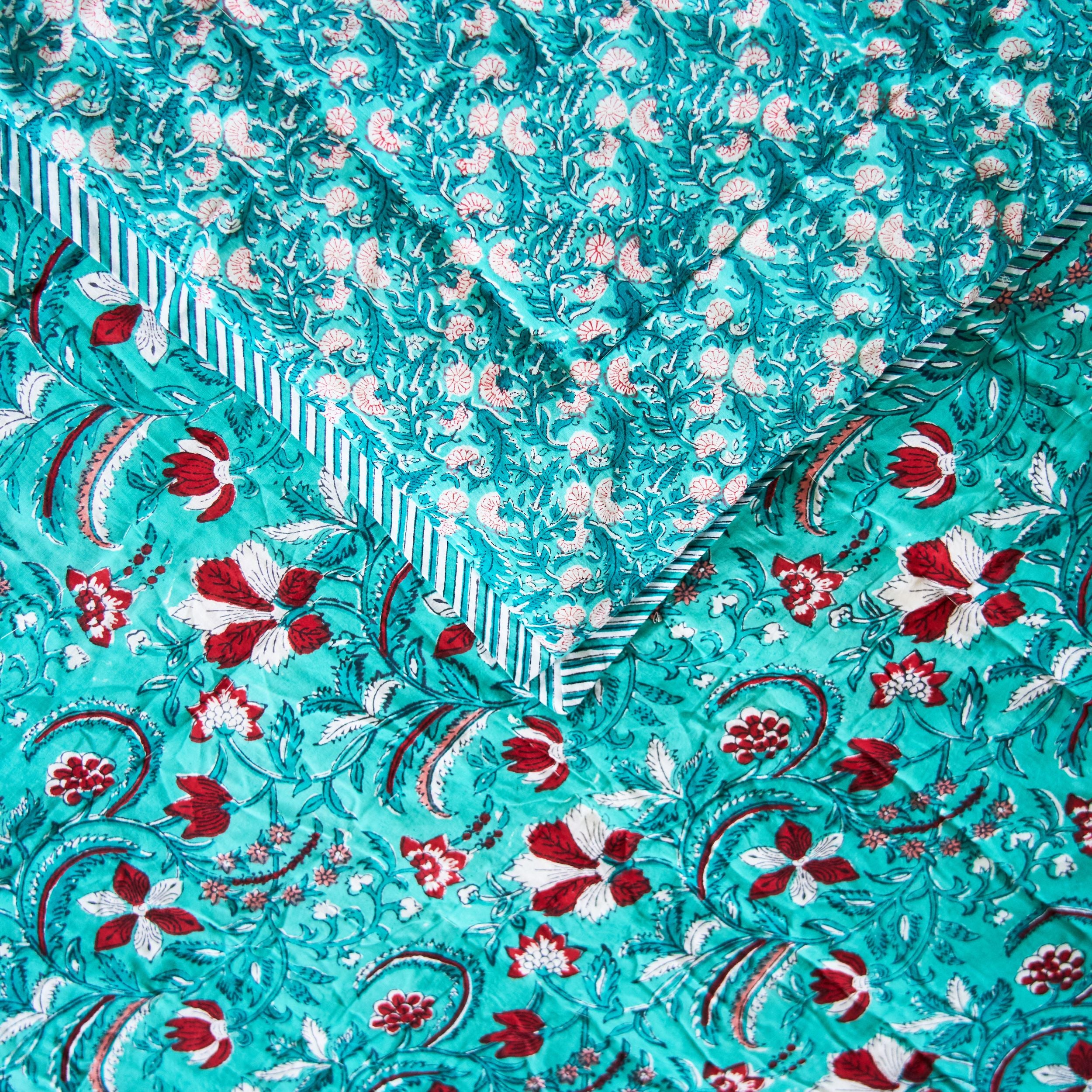 Teal & Ruby Festival Quilt - Jardin en Fête - Shiva Designs