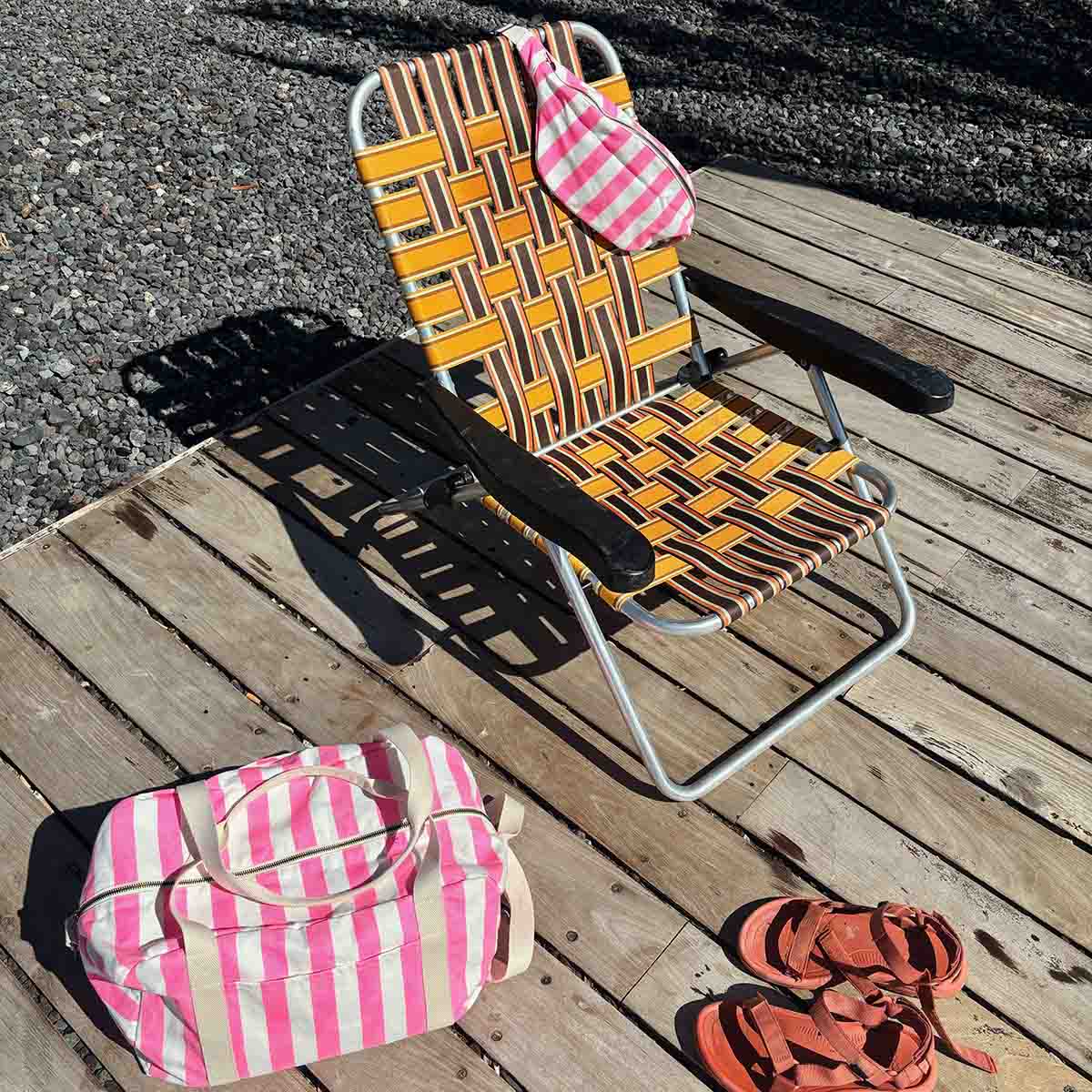 Raphael Weekend Bag – Neon Pink Stripes - Shiva Designs