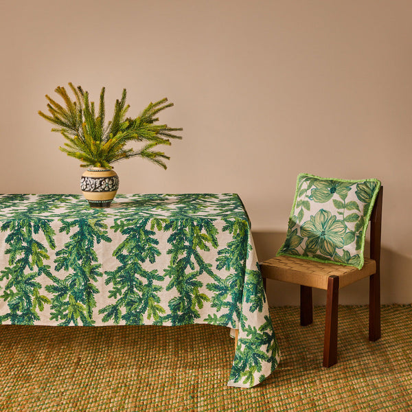 Festive Foliage Linen Tablecloth Medium - Shiva Designs