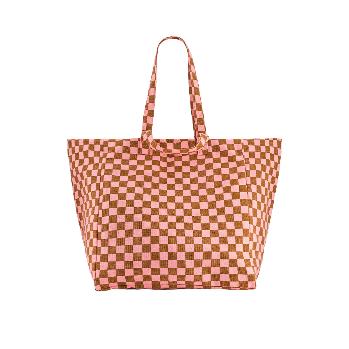 Elisa Tote – Caramel & Strawberry Checkerboard - Shiva Designs