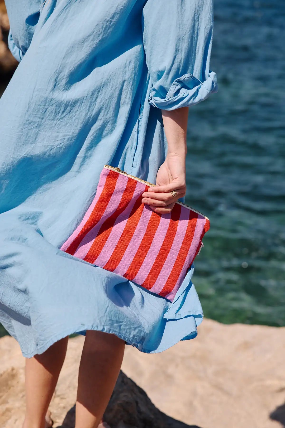 Lili Pouch – Orchid & Red Stripes - Shiva Designs