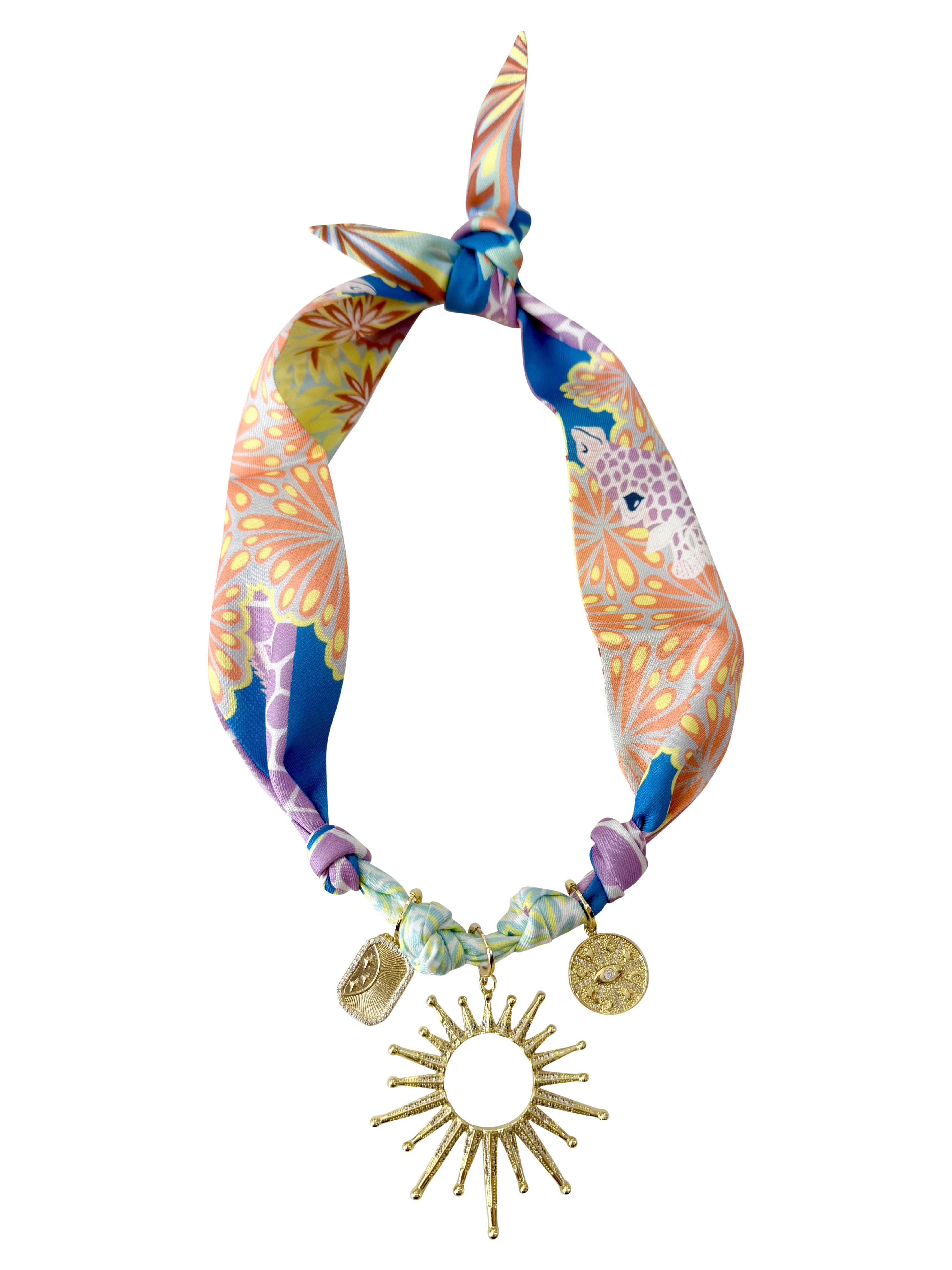 Lauren Multi Charm Scarf Necklace - Shiva Designs