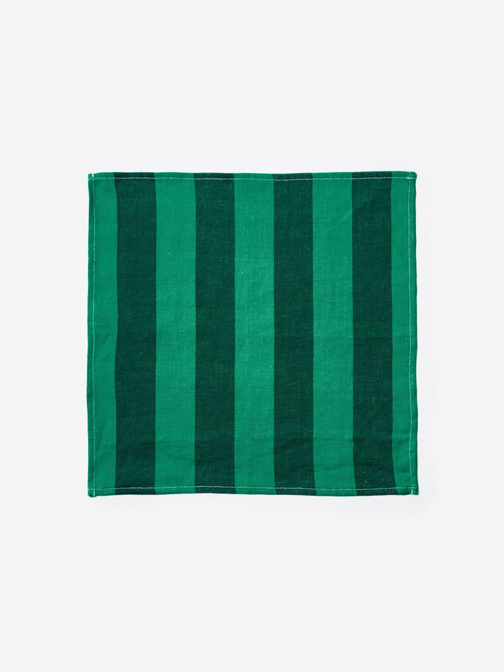 Bonnie and Neil Stripe Emerald Linen Napkins (Set of 4) - Shiva Designs