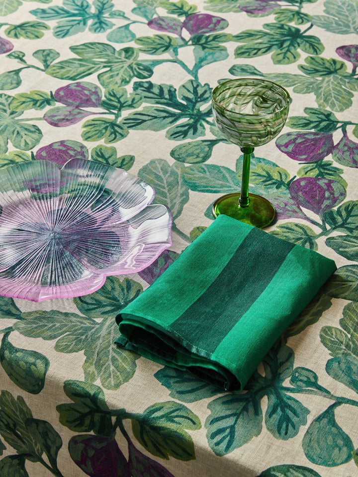 Bonnie and Neil Stripe Emerald Linen Napkins (Set of 4) - Shiva Designs