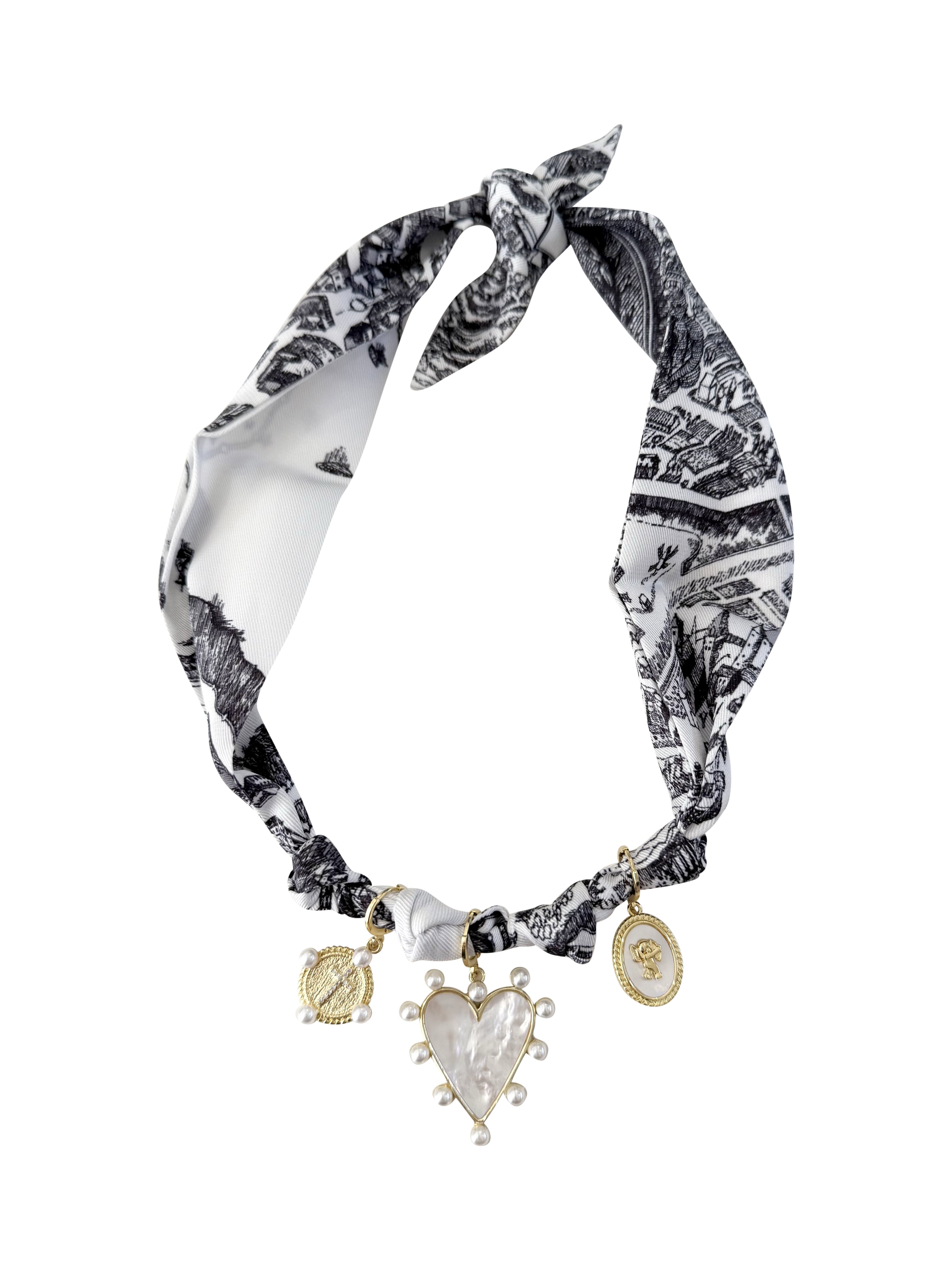 Paris Multi Charm Scarf Necklace - Shiva Designs