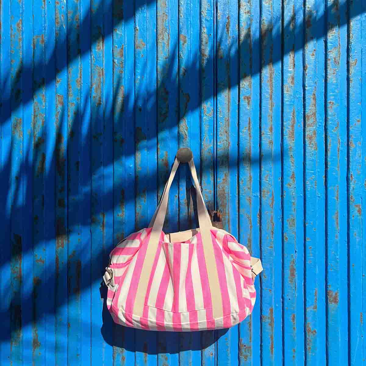 Raphael Weekend Bag – Neon Pink Stripes - Shiva Designs