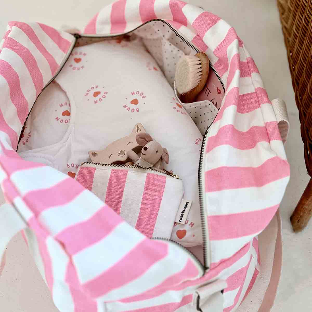Raphael Weekend Bag – Neon Pink Stripes - Shiva Designs