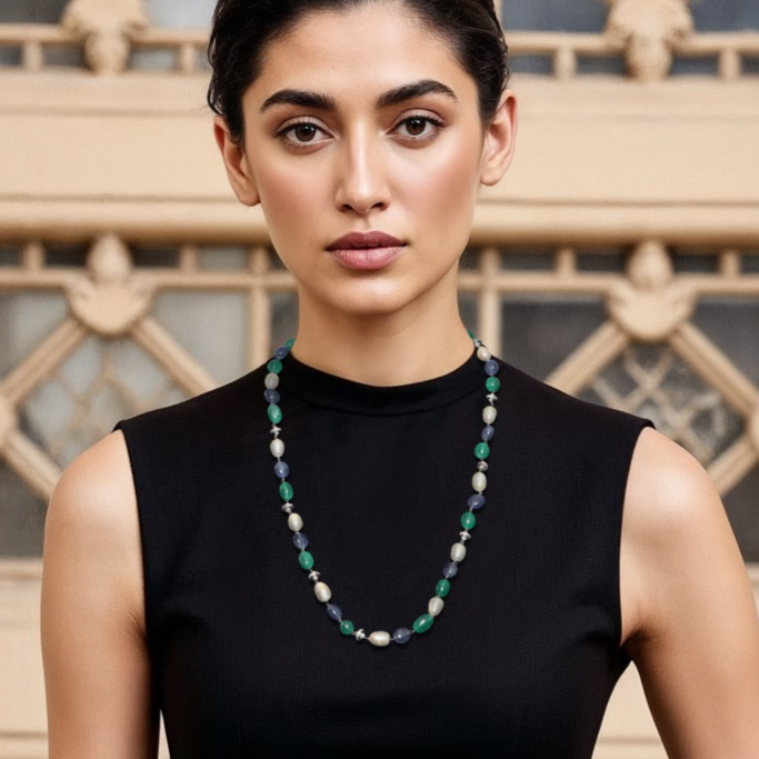 Green Blue Pearl (Freshwater) Necklace - Shiva Designs