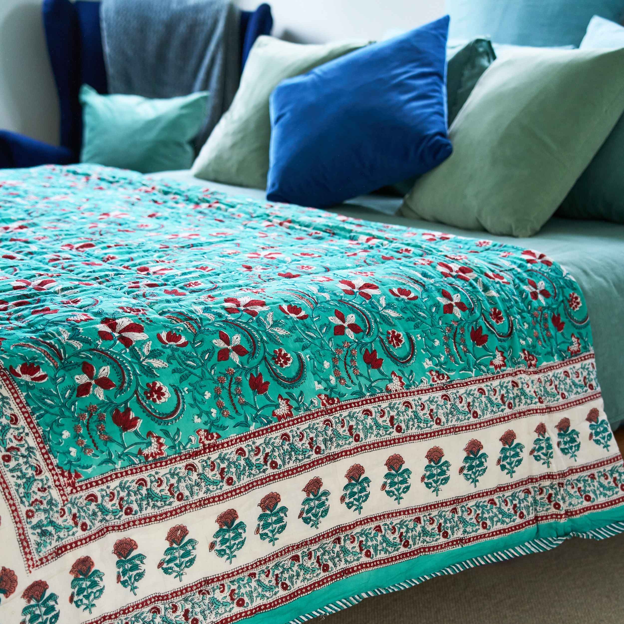 Teal & Ruby Festival Quilt - Jardin en Fête - Shiva Designs