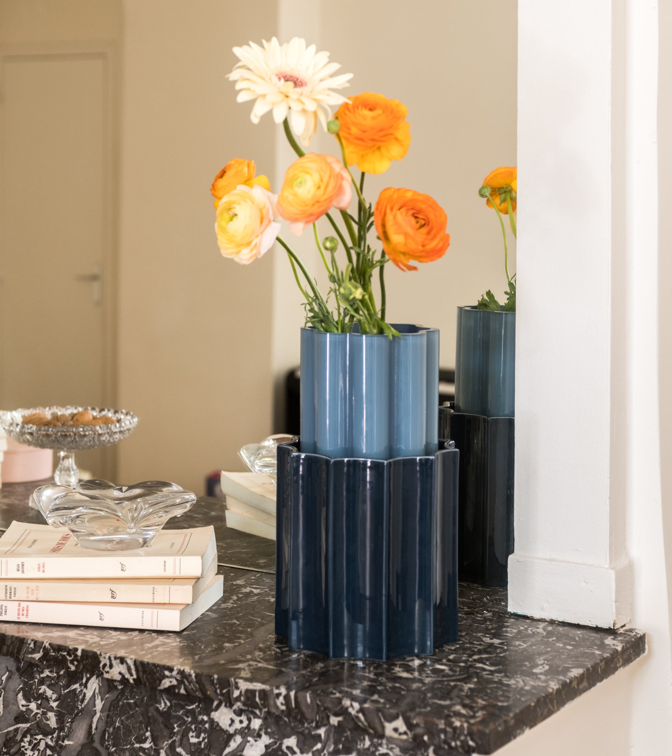 Duetto Ceramic & Glass  Vase Duo