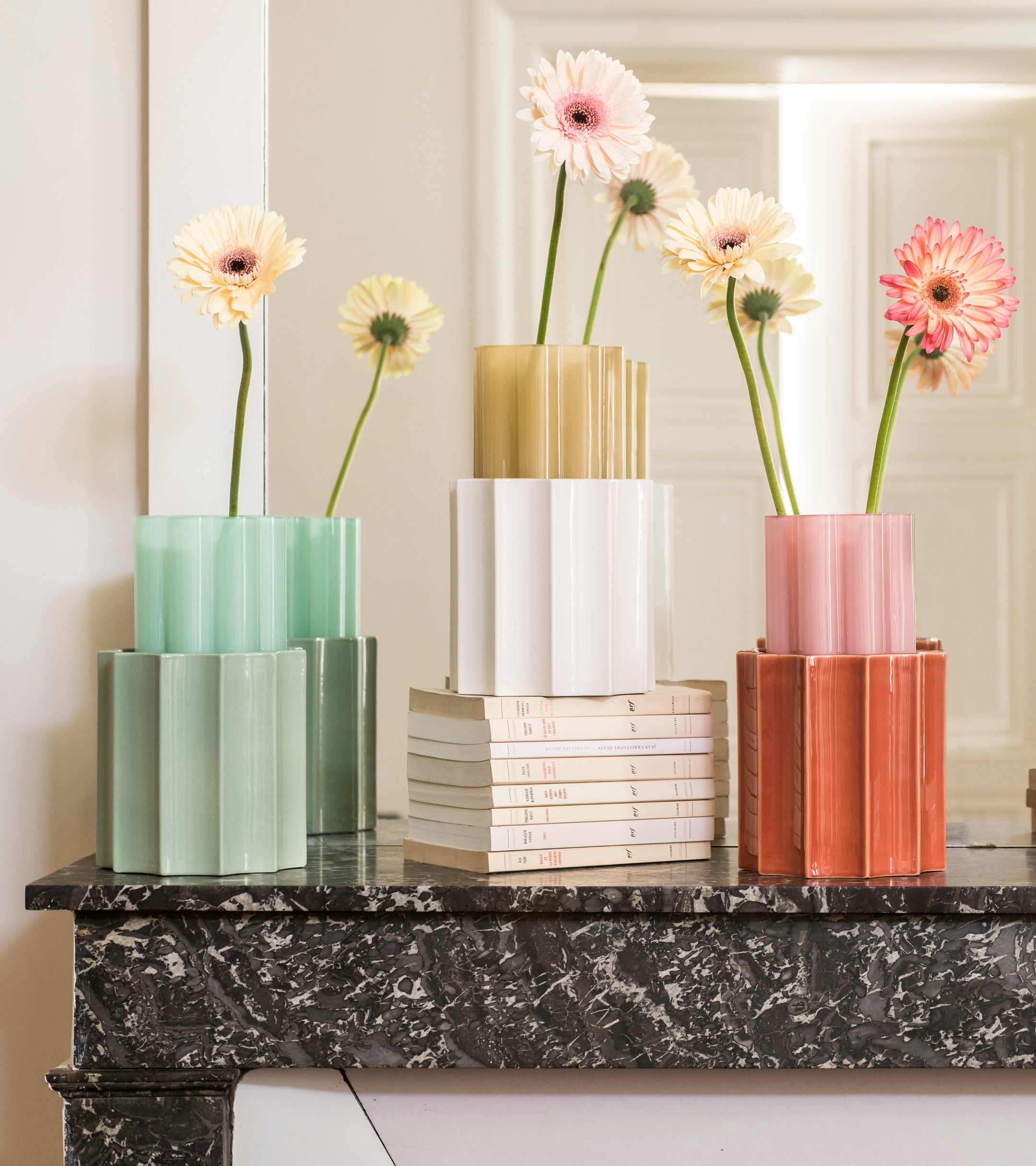 Duetto Ceramic & Glass  Vase Duo