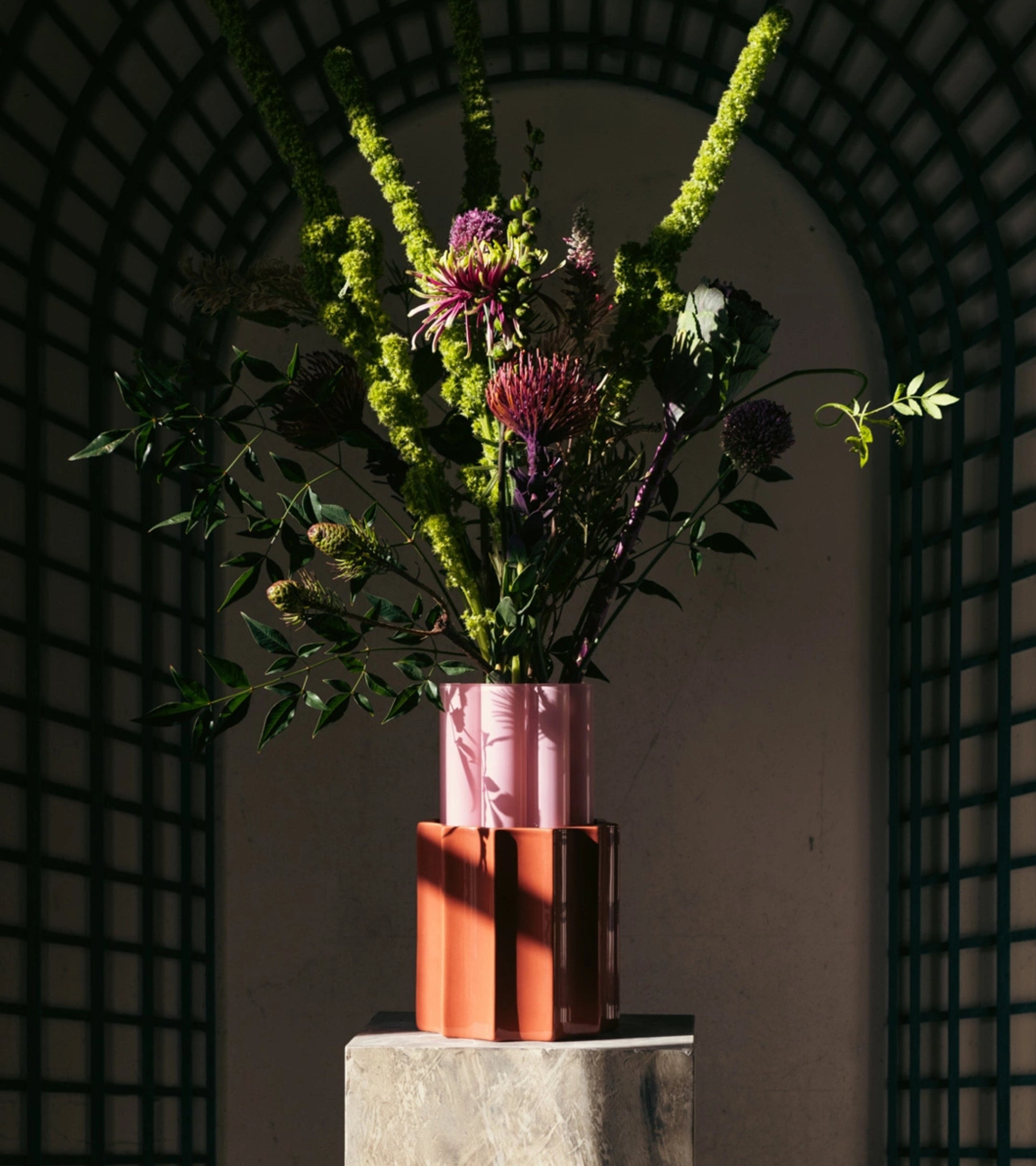 Duetto Ceramic & Glass  Vase Duo