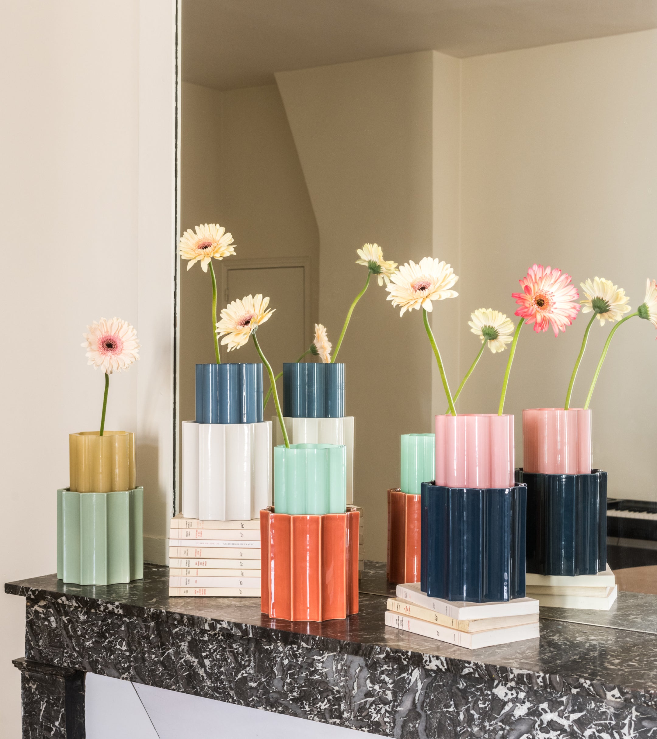 Duetto Ceramic & Glass  Vase Duo