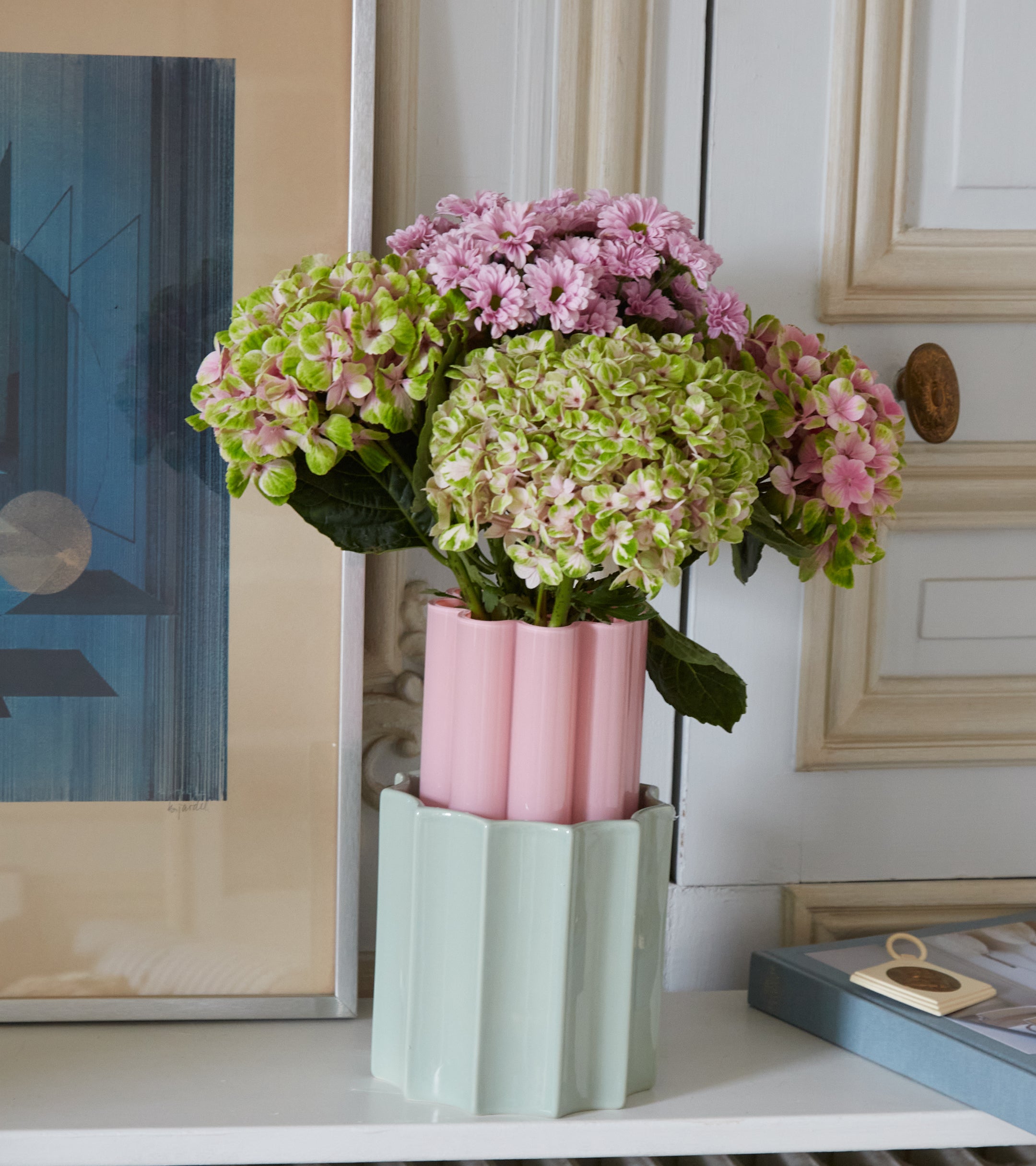 Duetto Ceramic & Glass  Vase Duo