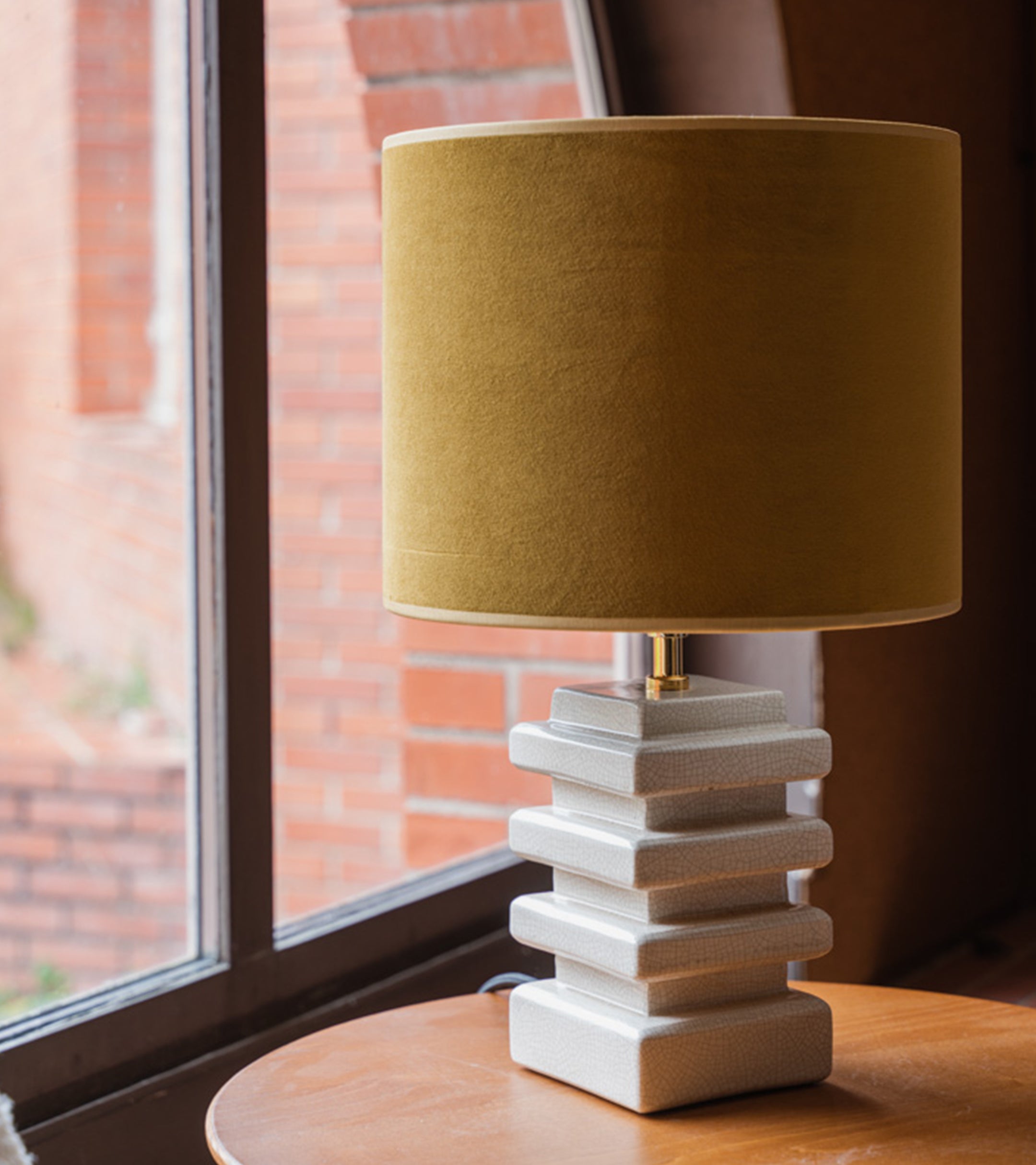 Marta Velvet Mustard and Cream  Lamp