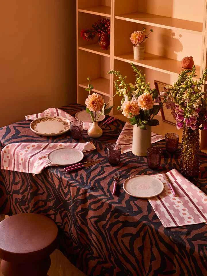 Zebra Chocolate Tablecloth Medium