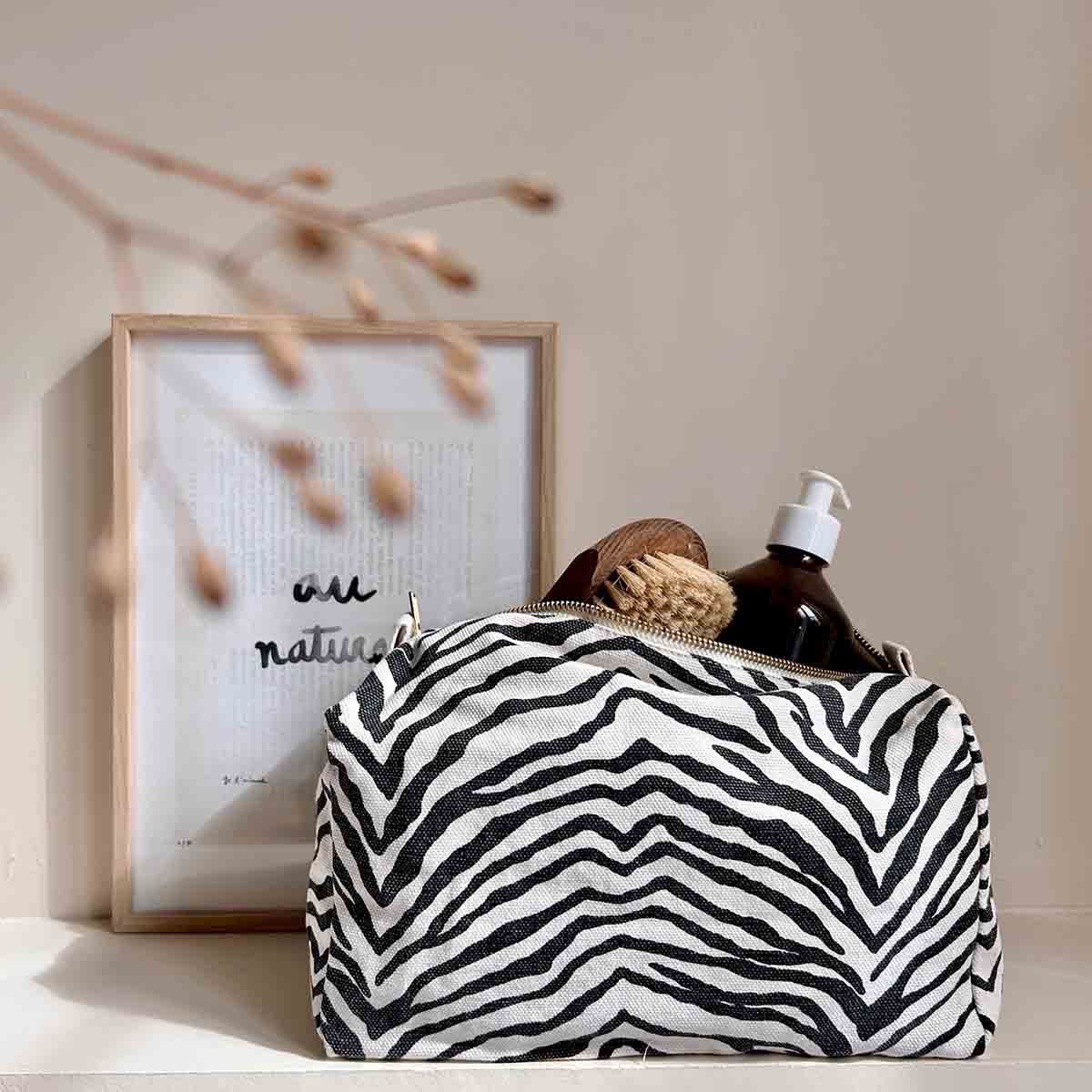Vic Toiletry Bag – Zebrou Greige - Shiva Designs