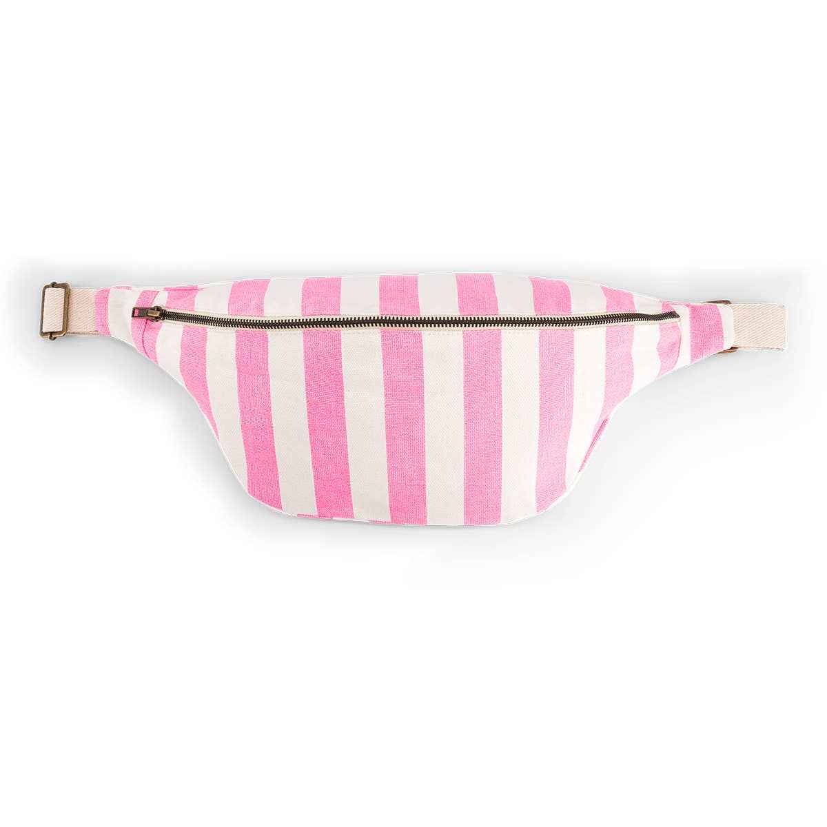 WOMEN BUM BAG STRIPES ECRU AND NEON PINK