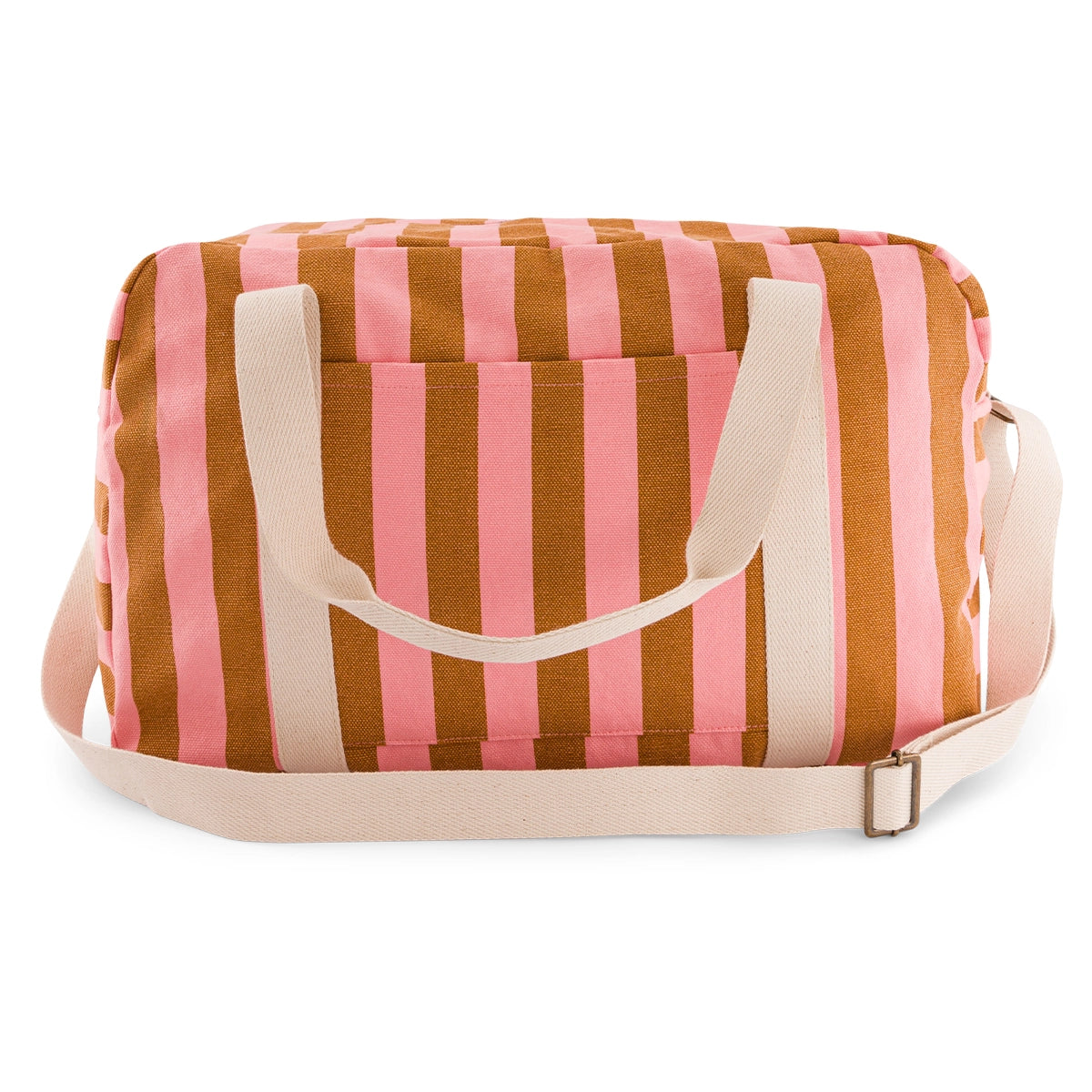 Raphael Weekend Bag – Caramel & Strawberry Stripes - Shiva Designs