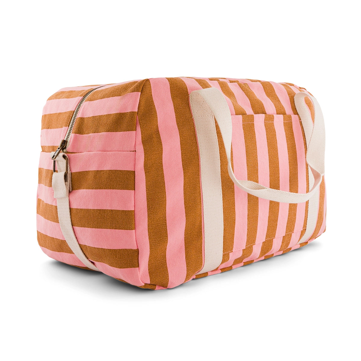 Raphael Weekend Bag – Caramel & Strawberry Stripes - Shiva Designs