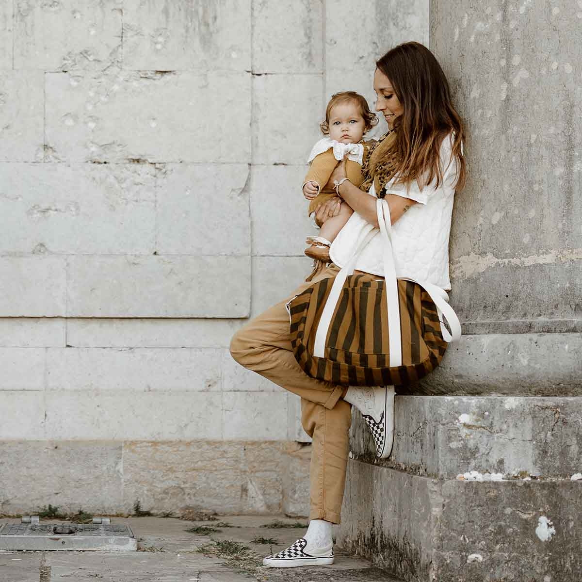 Raphael Weekend Bag – Cumin Stripes - Shiva Designs