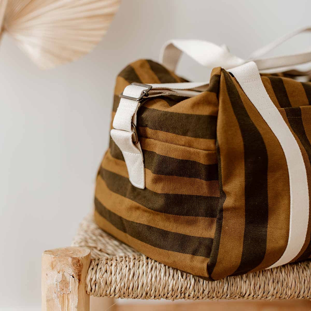 Raphael Weekend Bag – Cumin Stripes - Shiva Designs