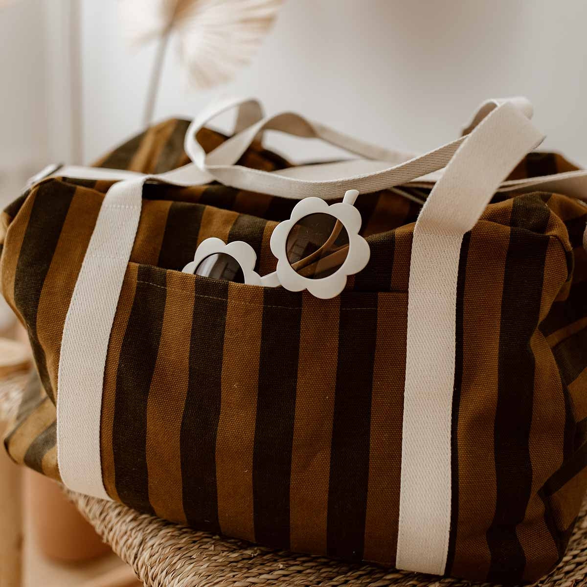 Raphael Weekend Bag – Cumin Stripes - Shiva Designs