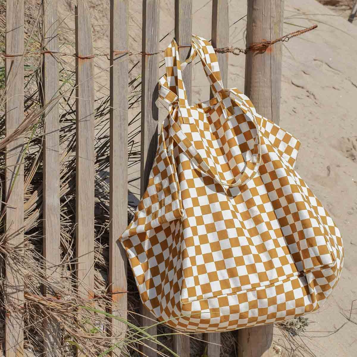 Elisa Tote - Caramel Checkerboard - Shiva Designs
